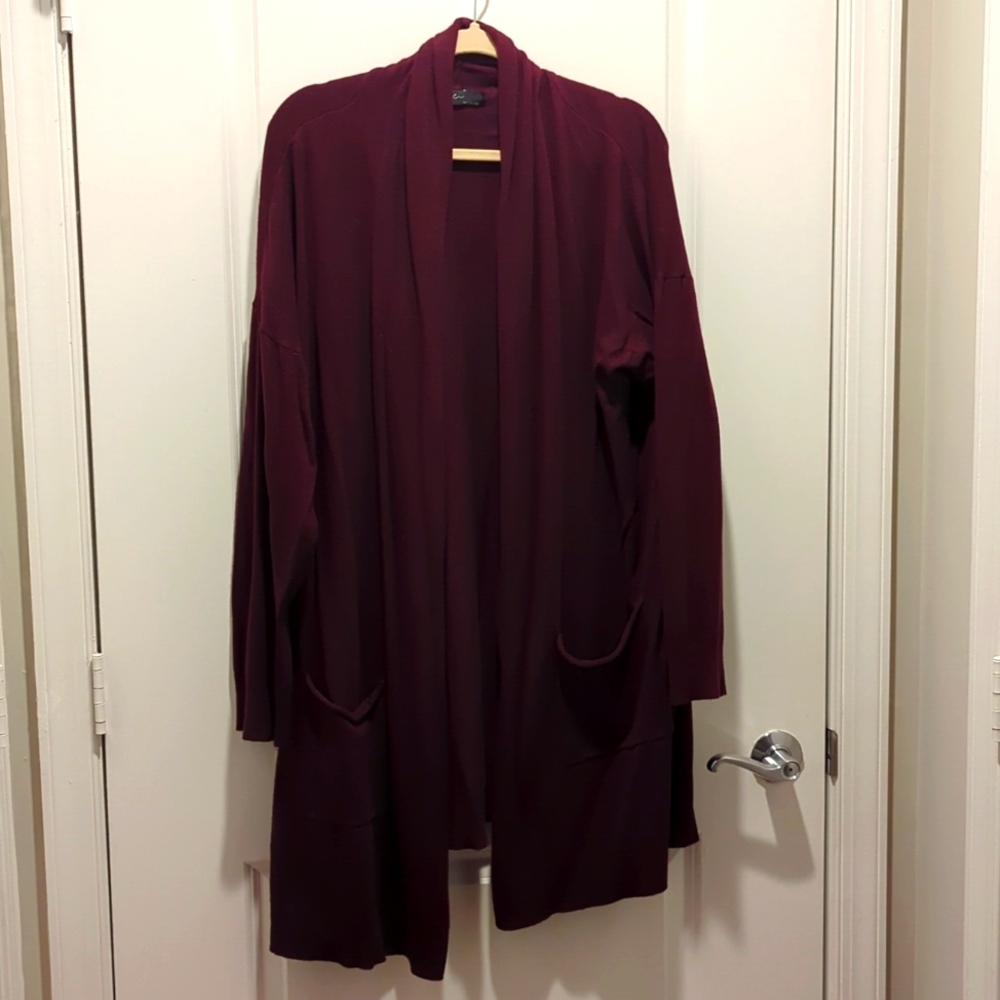 Burgundy Open Front Cardigan Size 3x